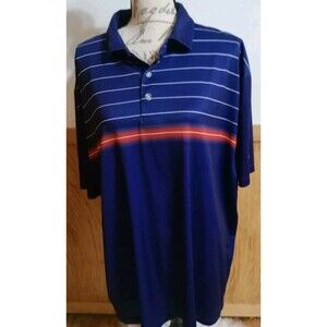 Callaway Polo Golf Shirt Mens Sz XXL Opti-Dri Blue Striped SS At Leisure GUC